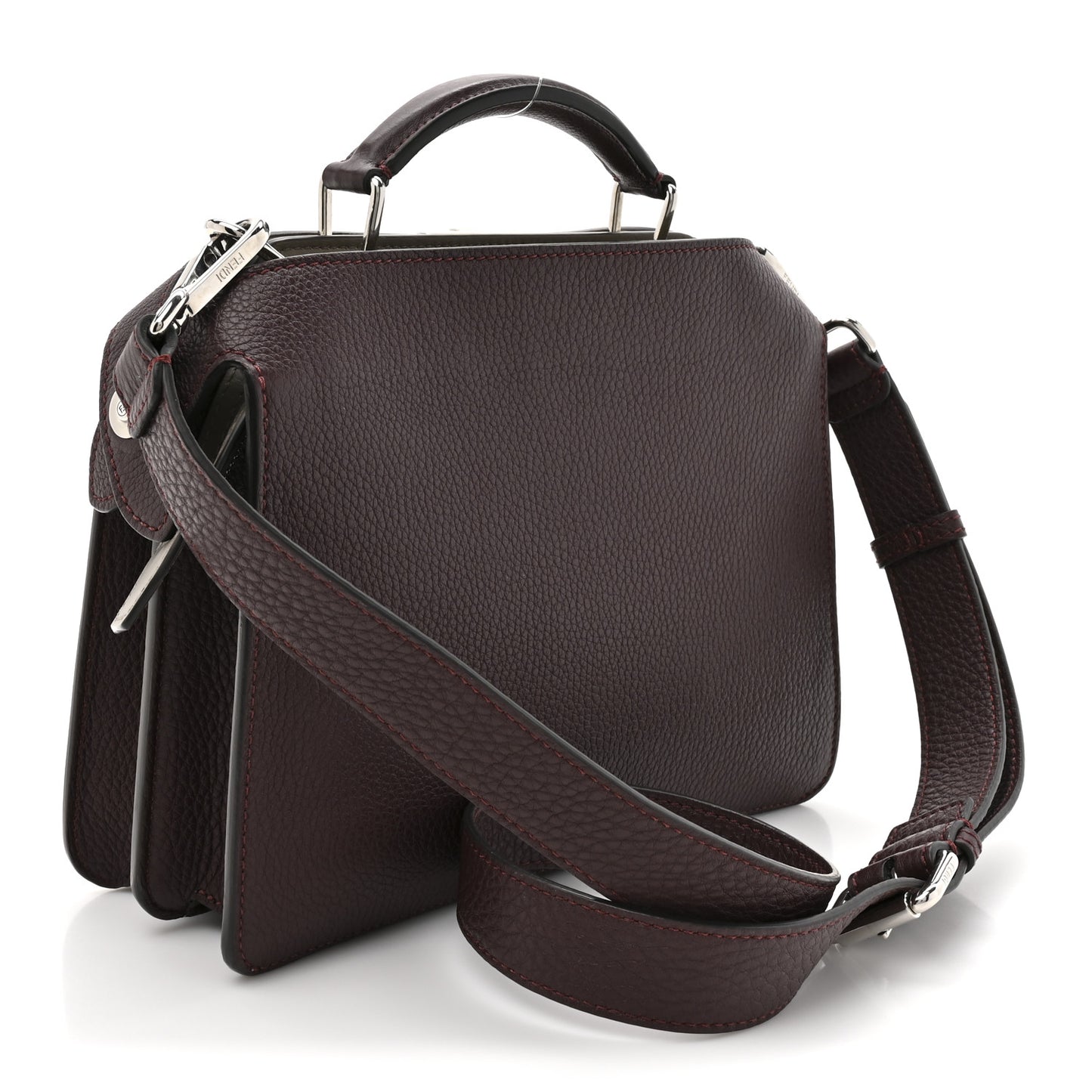 Cuoio Romano Vitello Cover Glazed Fabric Bi-Color FF 1974 Mini Peekaboo I SEE U Satchel  Ghianda Grezzo