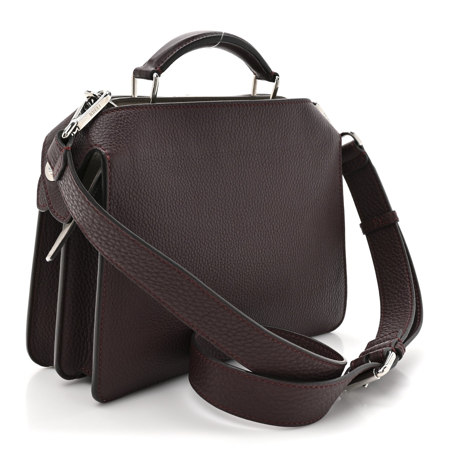 Fendi Cuoio Romano Vitello Cover Glazed Fabric Bi-Color FF 1974 Mini Peekaboo I SEE U Satchel  Ghianda Grezzo 2 of 13