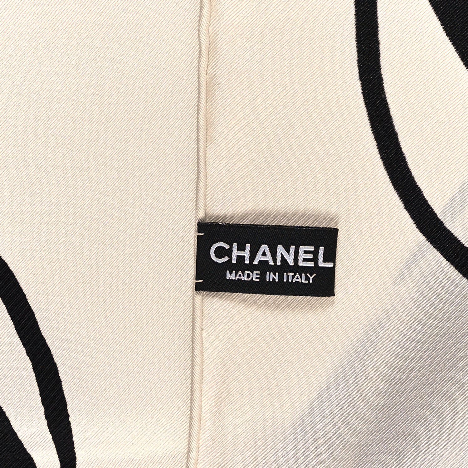 Chanel Silk CC Camellia Scarf Black White 4 of 4