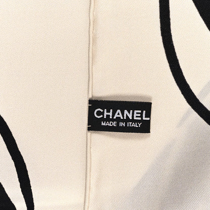 Chanel Silk CC Camellia Scarf Black White 4 of 4