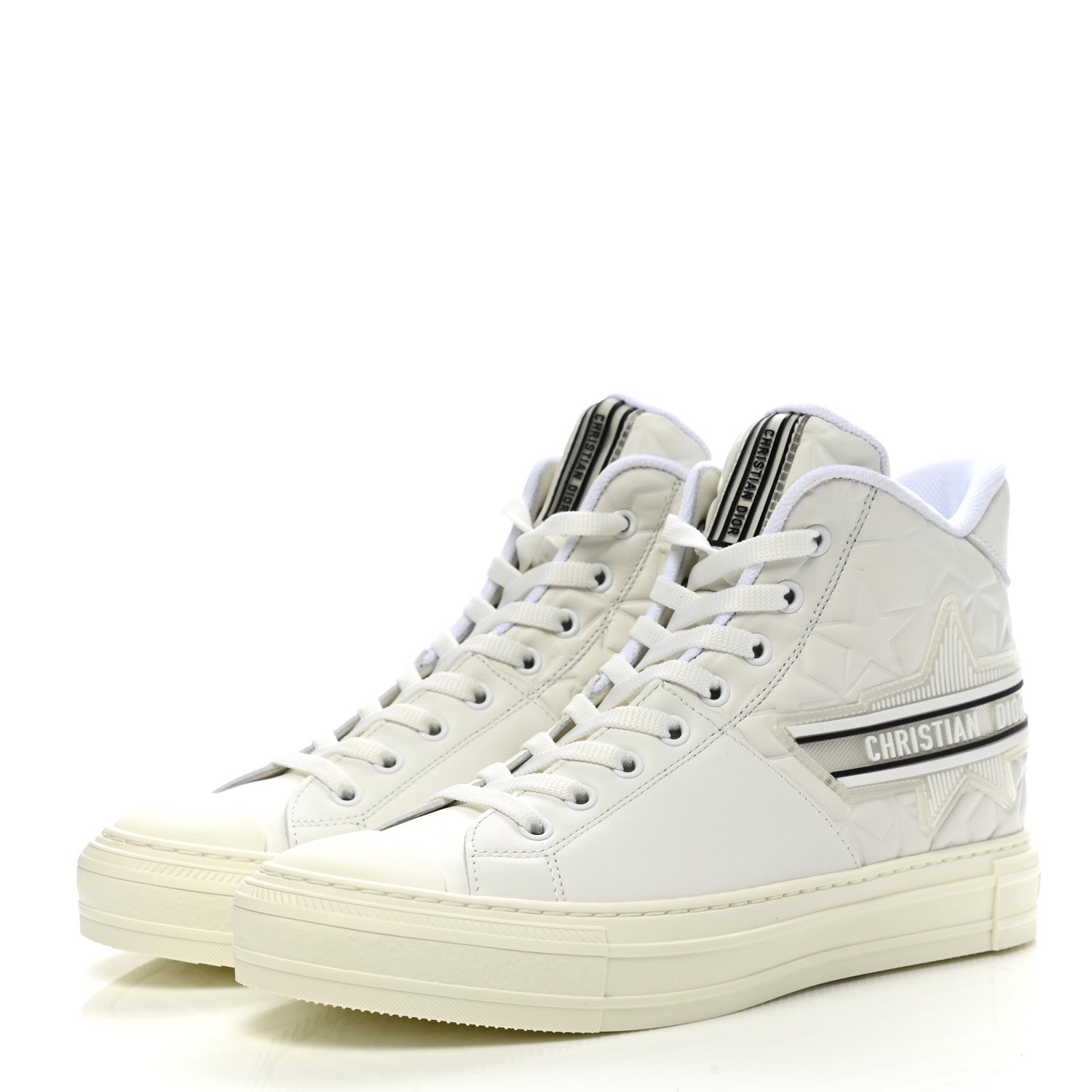 Christian Dior Etoile Embossed Dior High Top Sneakers 39.5 Snow White 3 of 9