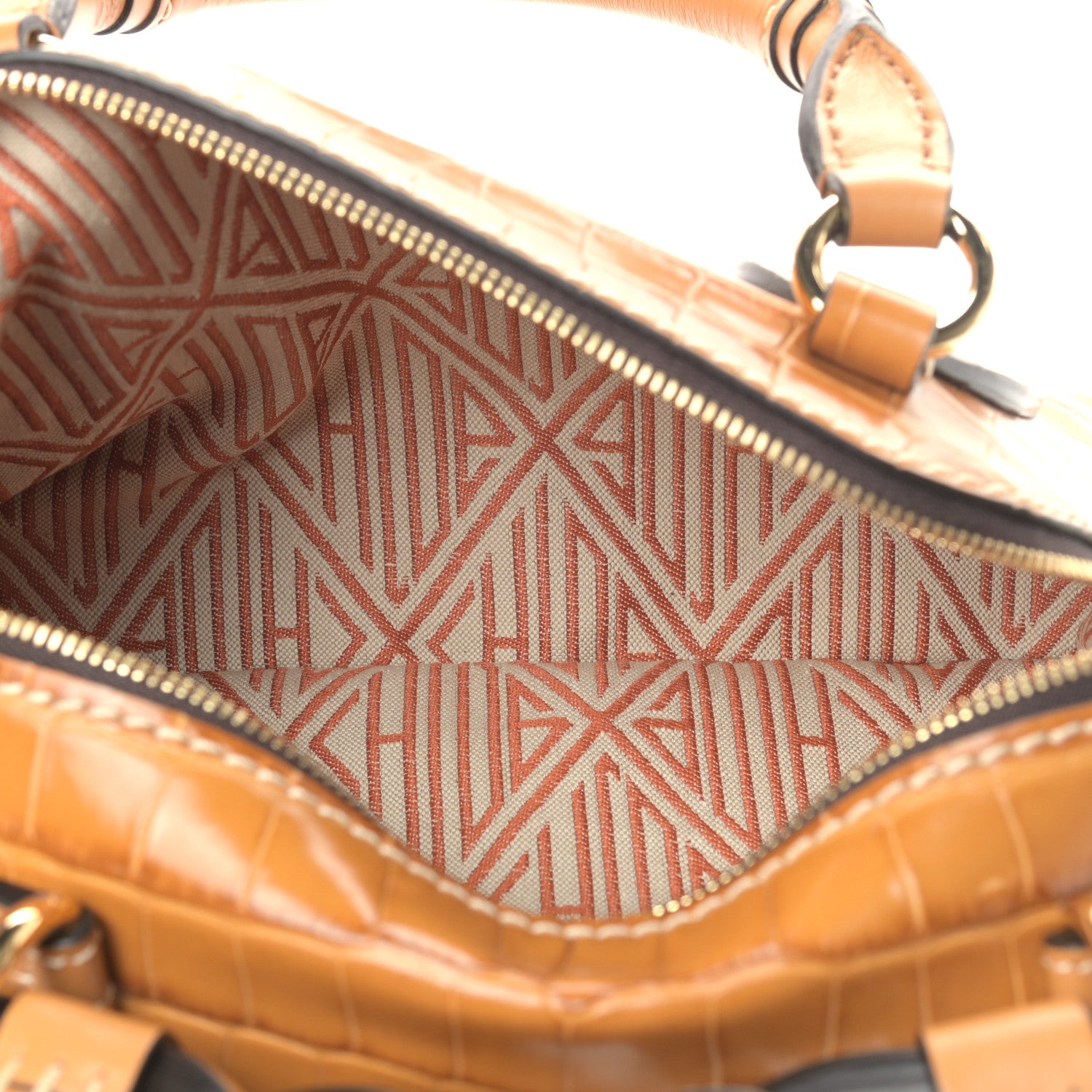 Chloe Calfskin Crocodile Embossed Small Daria Autumnal Brown 6 of 10