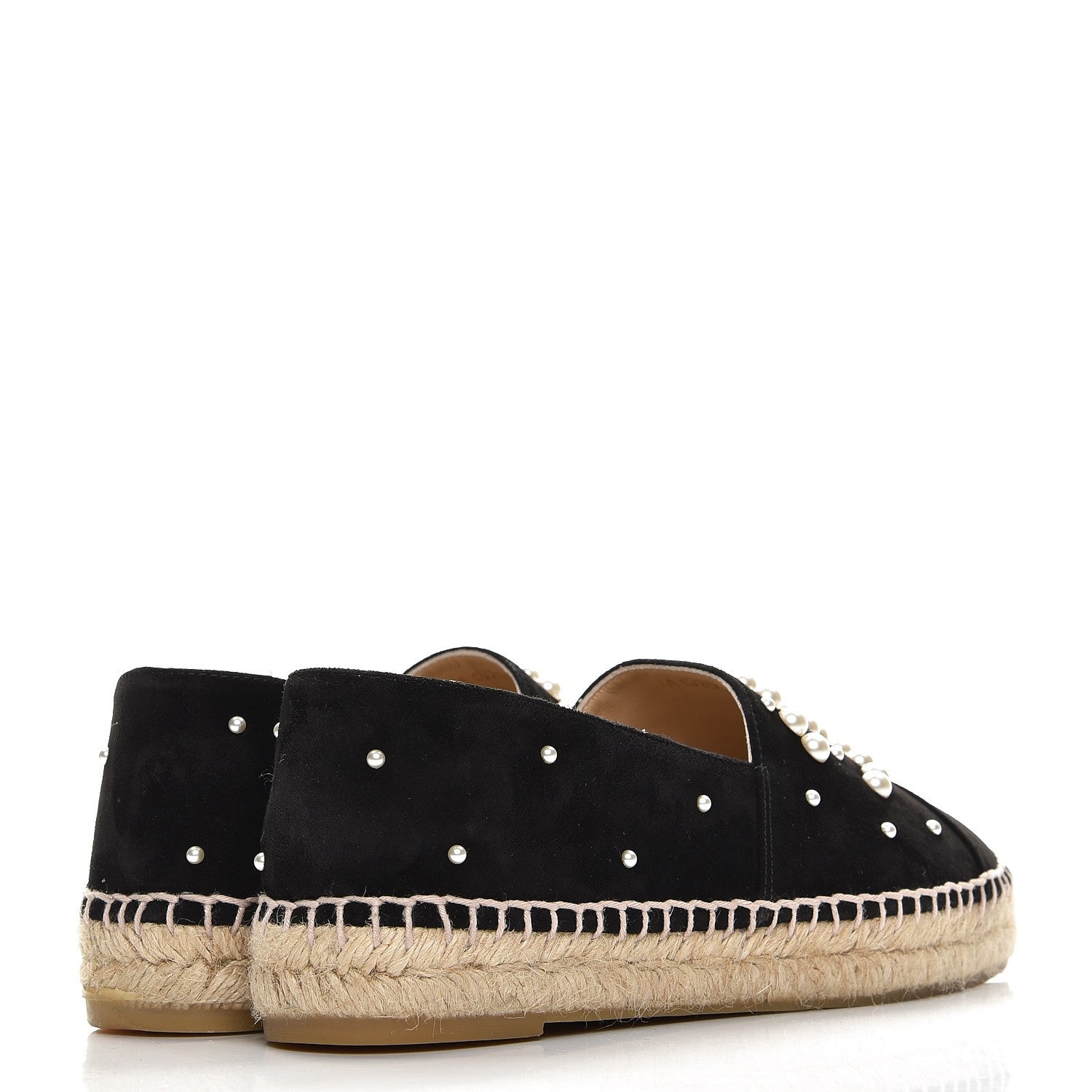 Chanel Suede Pearl CC Espadrilles 37 Black 4 of 8