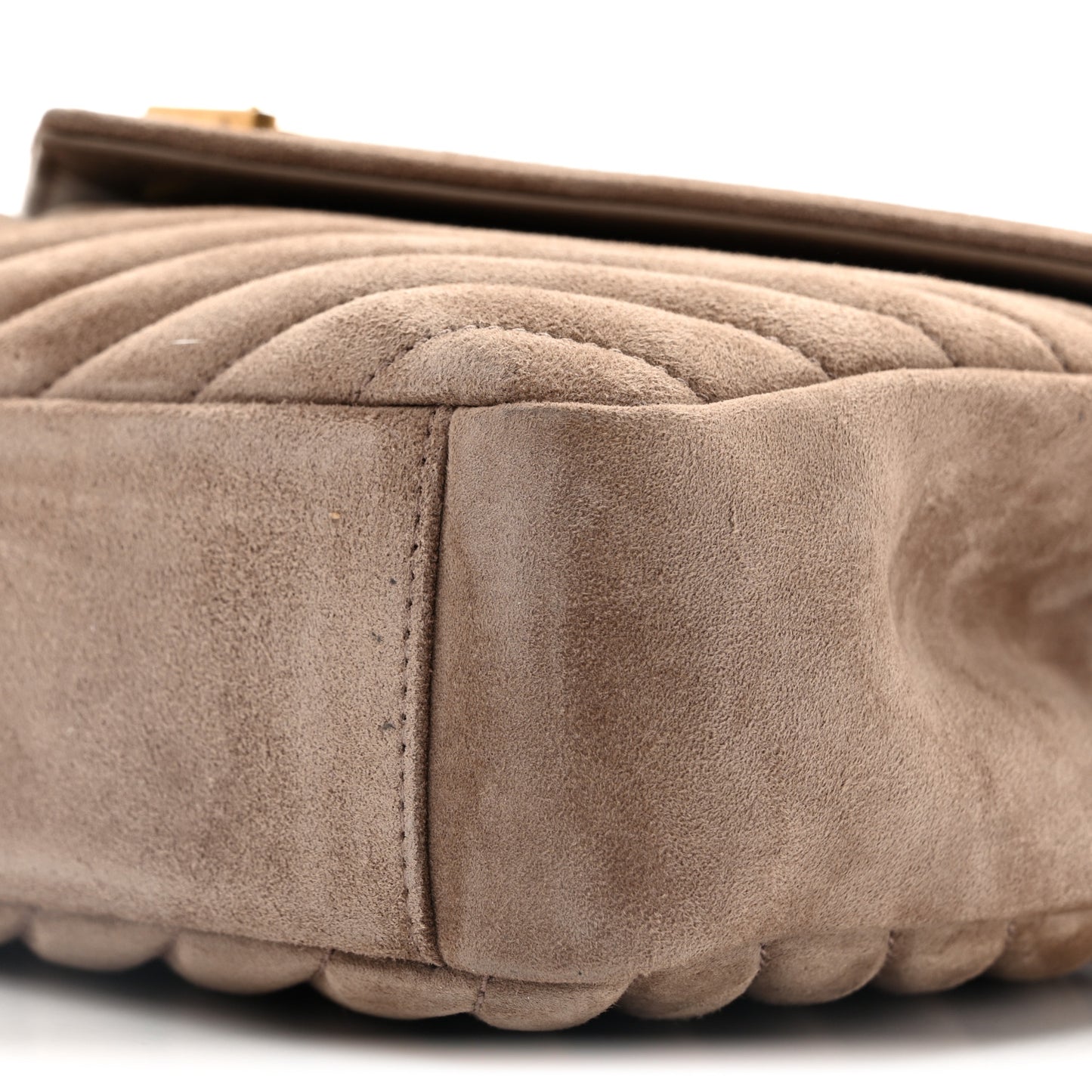 Suede Matelasse Chevron Monogram Medium College Bag Taupe