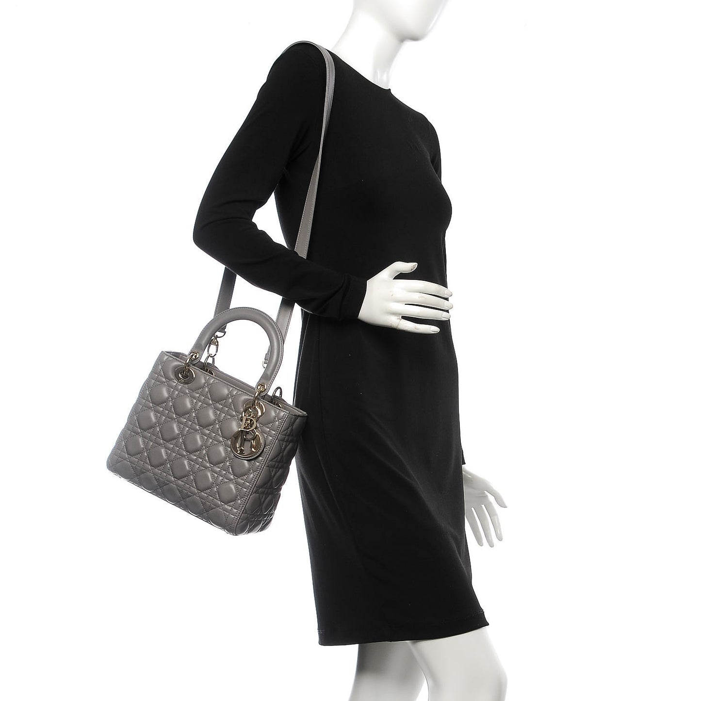 Lambskin Cannage Medium Lady Dior Grey