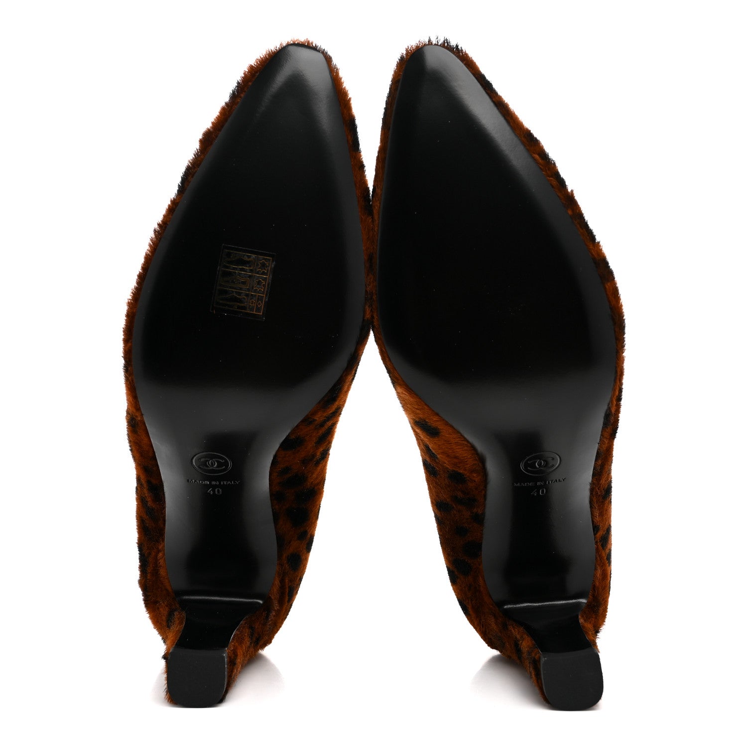 Chanel Pony Hair Lambskin Pumps 40 Brown Black 6 of 10