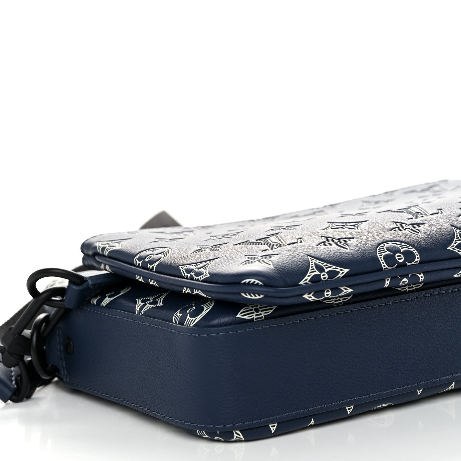 Louis Vuitton Calfskin Monogram Shadow Trio Messenger Navy White 8 of 9