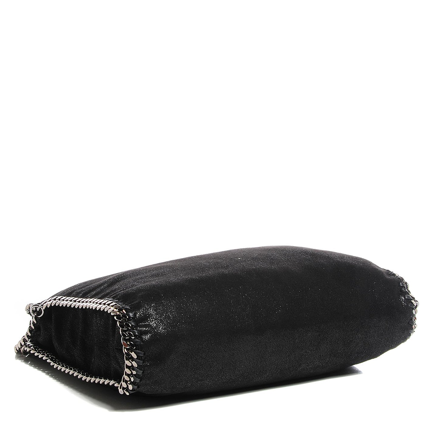 Faux Leather Shaggy Deer Falabella Fold Over Tote Black