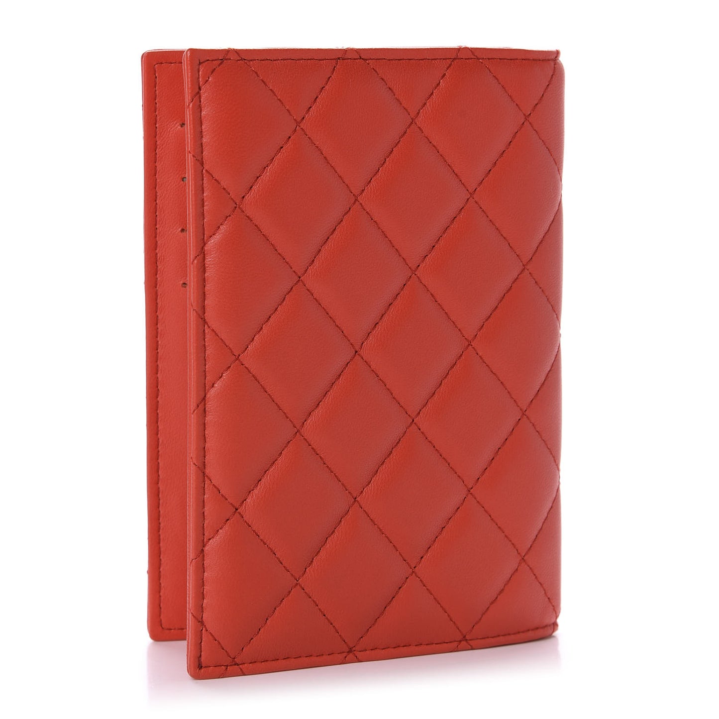 Lambskin Quilted Passport Holder Red