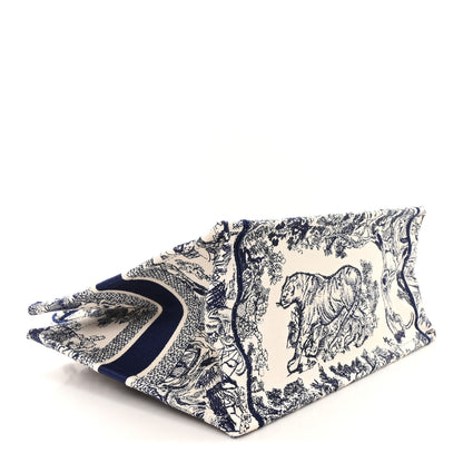 Christian Dior Canvas Embroidered Medium Dioriviera Toile De Jouy Book Tote Blue 4 of 10