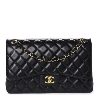 Chanel Lambskin Quilted Jumbo Double Flap Black 1 of 10