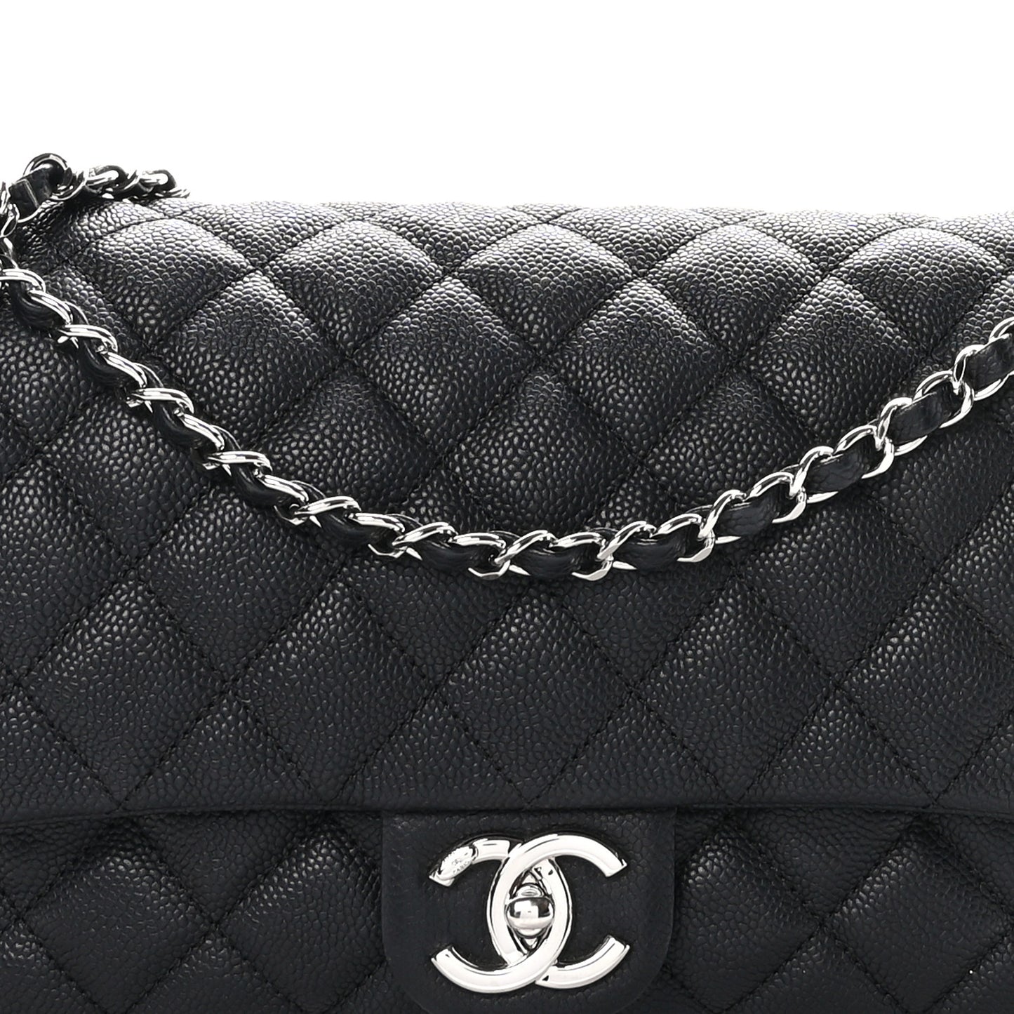 Caviar Quilted Jumbo Easy Flap Black