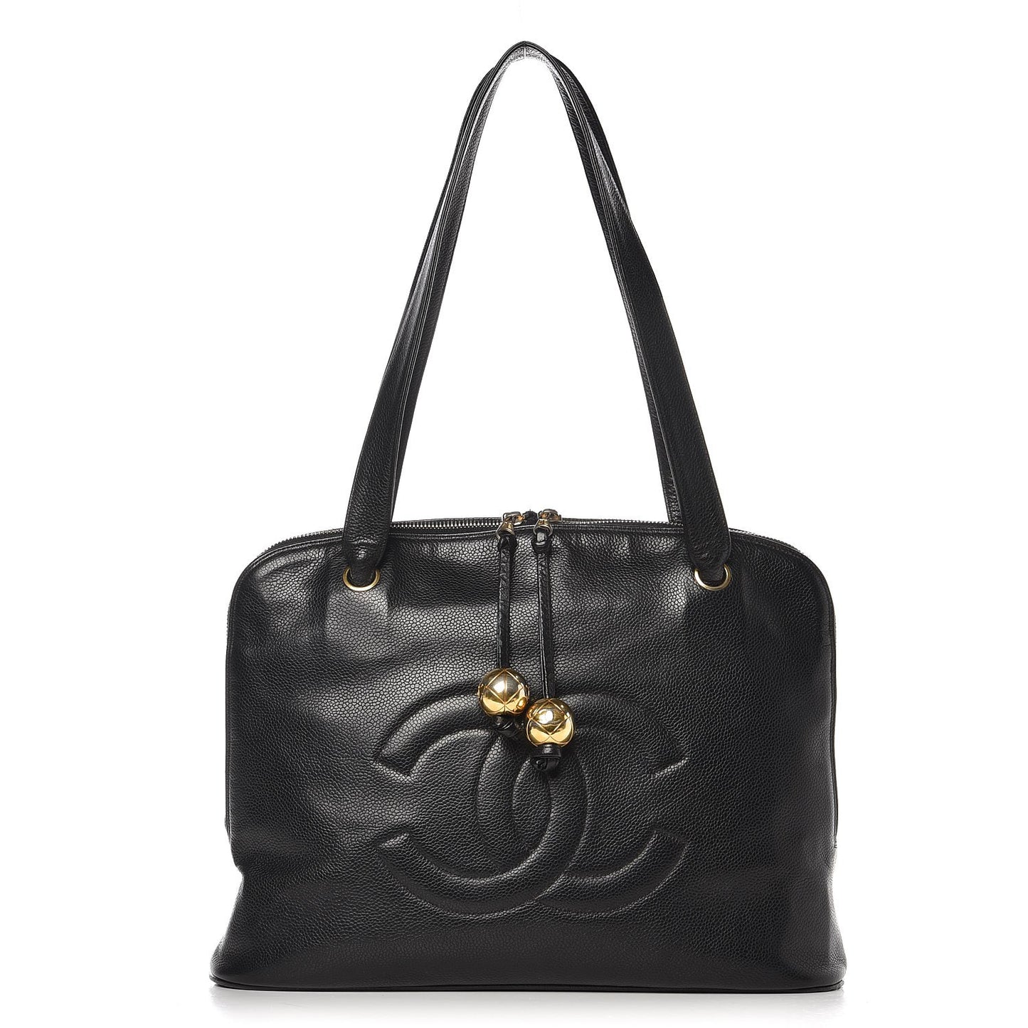 Caviar Large CC Shoulder Bag Black