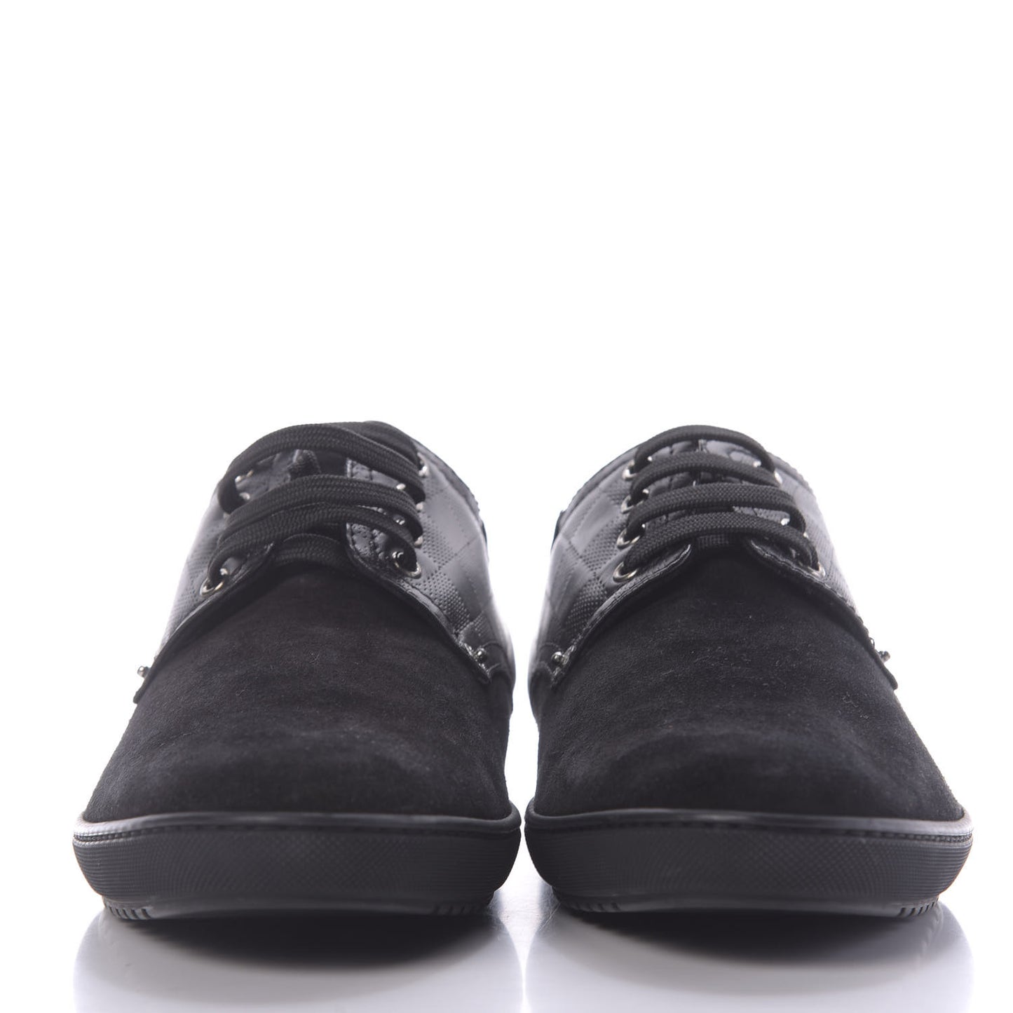Damier Infini Suede Mens Team Derby Sneakers 8 Black