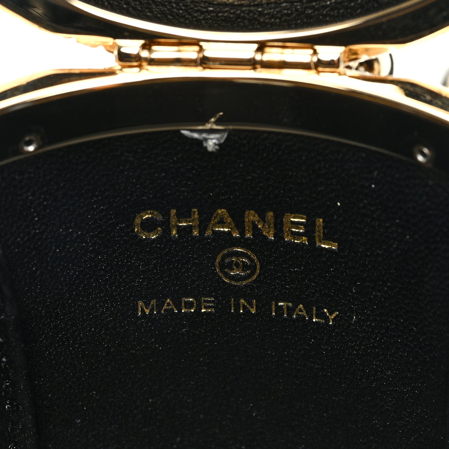 Chanel Metal Lambskin Quilted Mini Lock Frame Vanity Clutch Black 7 of 8