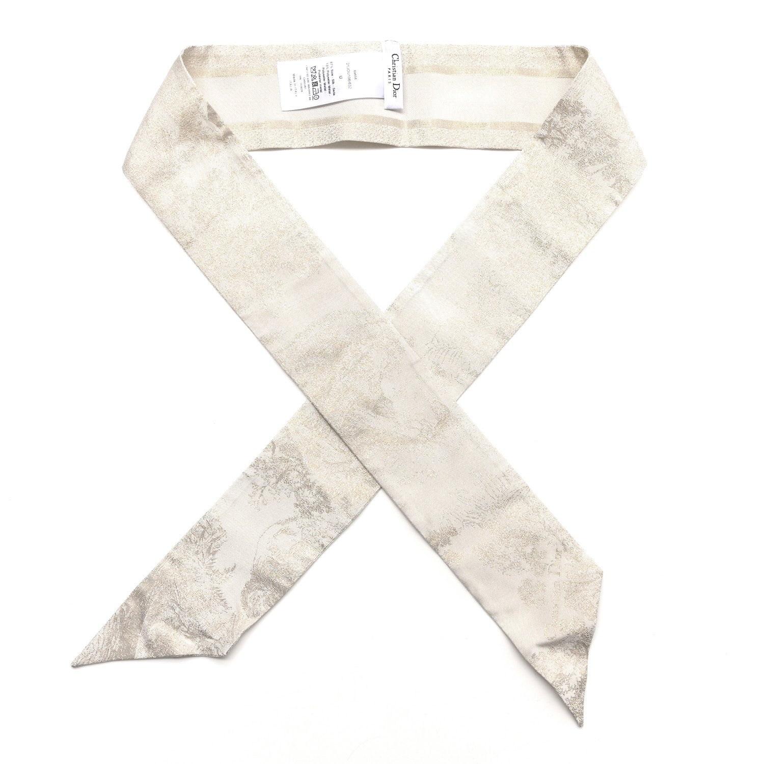 Christian Dior Silk Toile De Jouy Mitzah Scarf White Gold 1 of 3