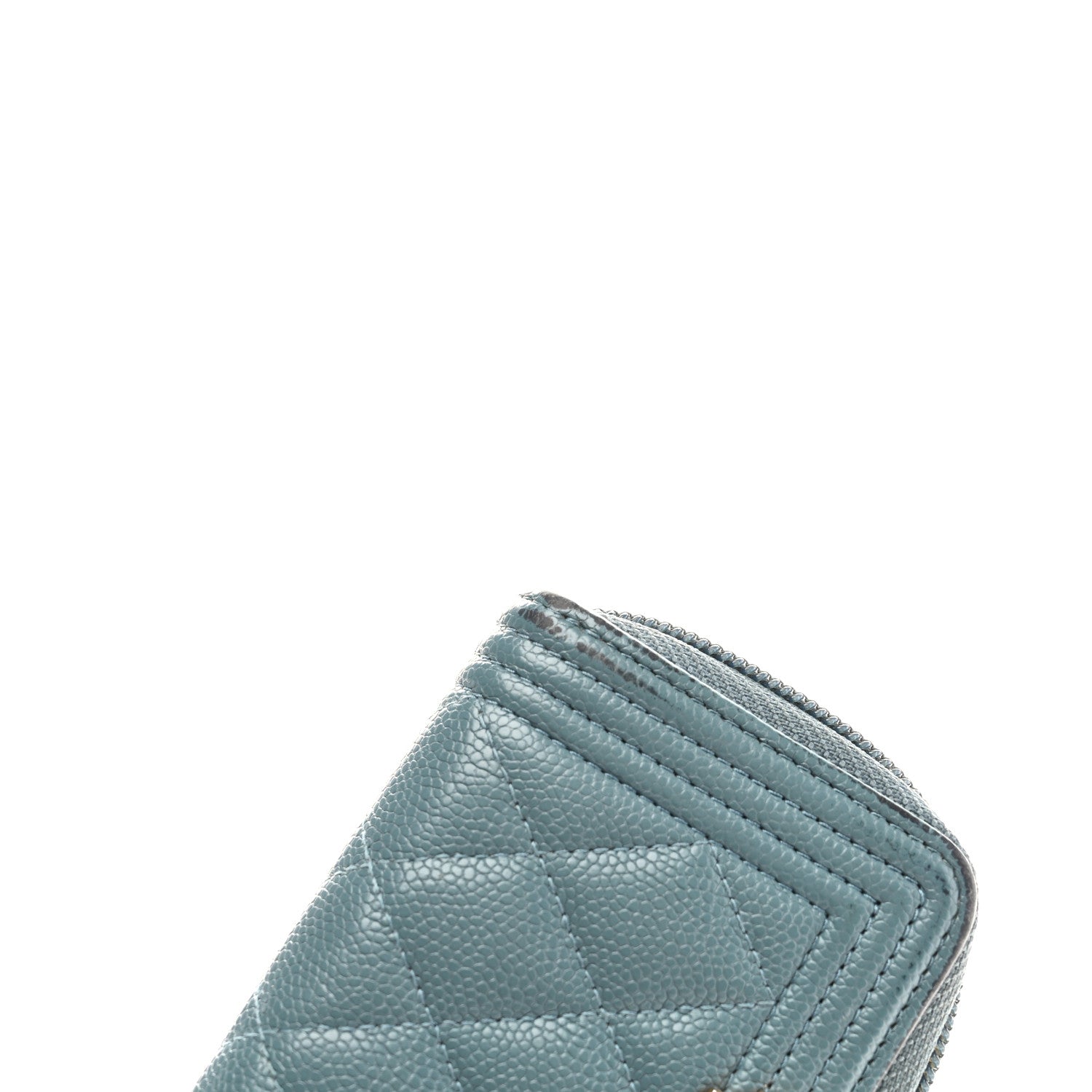 Chanel Caviar Quilted Boy Zip Around Coin Purse Wallet Blue 8 of 10