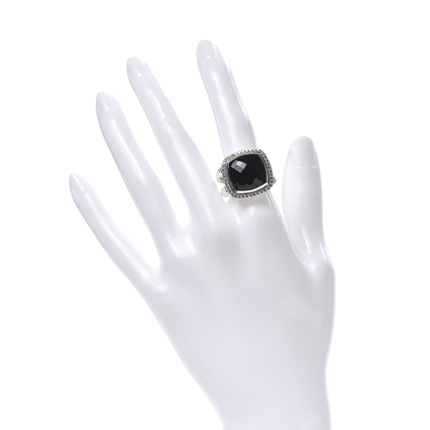 David Yurman Sterling Silver Diamond Black Onyx 14mm Albion Ring 54 7 2 of 5