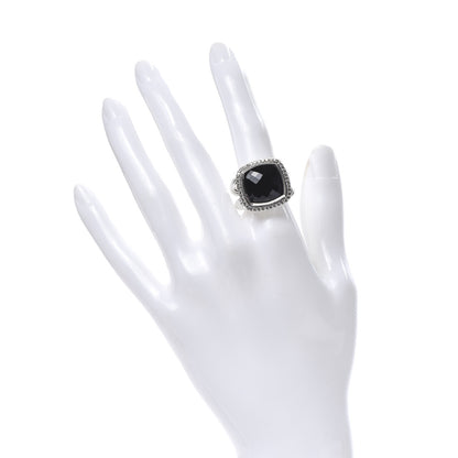 David Yurman Sterling Silver Diamond Black Onyx 14mm Albion Ring 54 7 2 of 5
