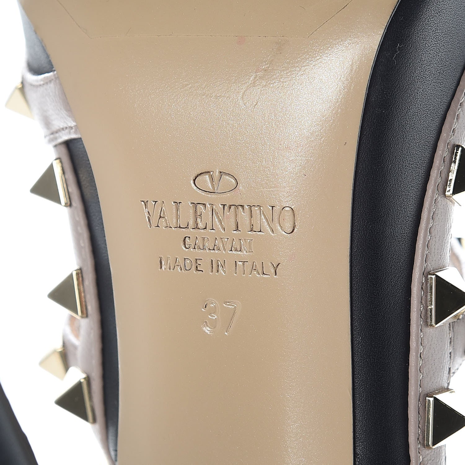 Valentino Garavani Nappa Rockstud Ankle Strap Pumps 37 Black Poudre 10 of 12