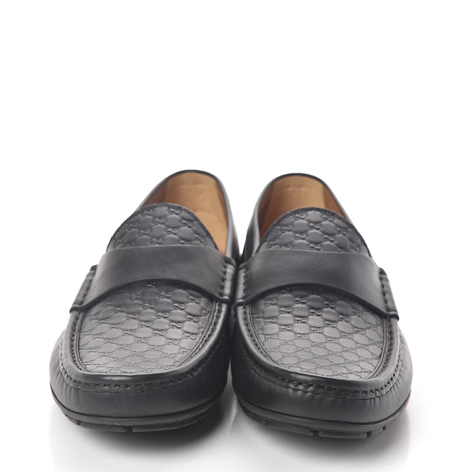 Gucci Guccissima Calfskin Mens Driver Loafers 10 Black 2 of 8