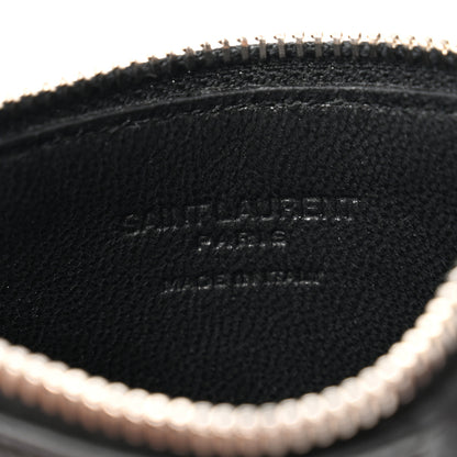 Saint Laurent Grained Calfskin 5 Fragments Zip Pouch Card Holder Black 8 of 8