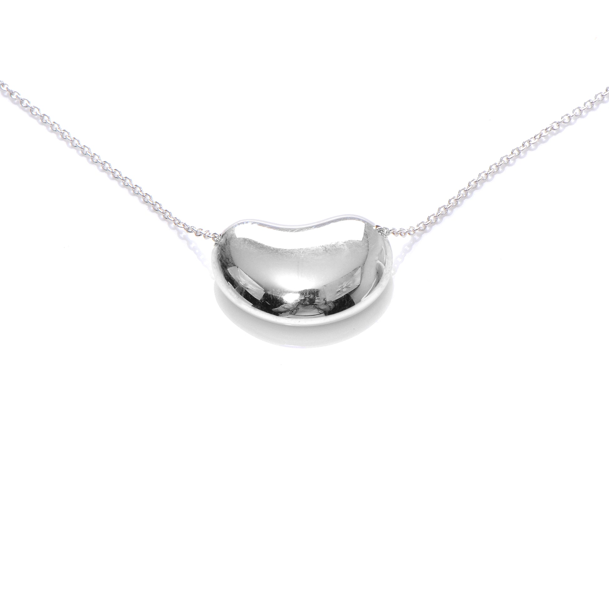 Tiffany Sterling Silver 9mm Elsa Peretti Bean Pendant Necklace 5 of 5