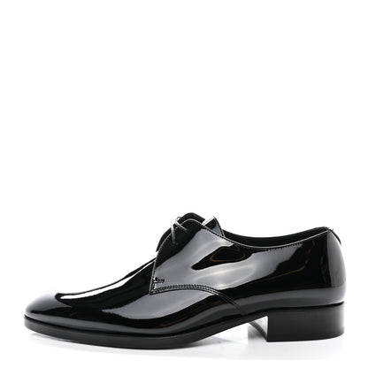 Saint Laurent Patent Lace Up Wyatt 25 Derby Shoes 40 Black 1 of 9