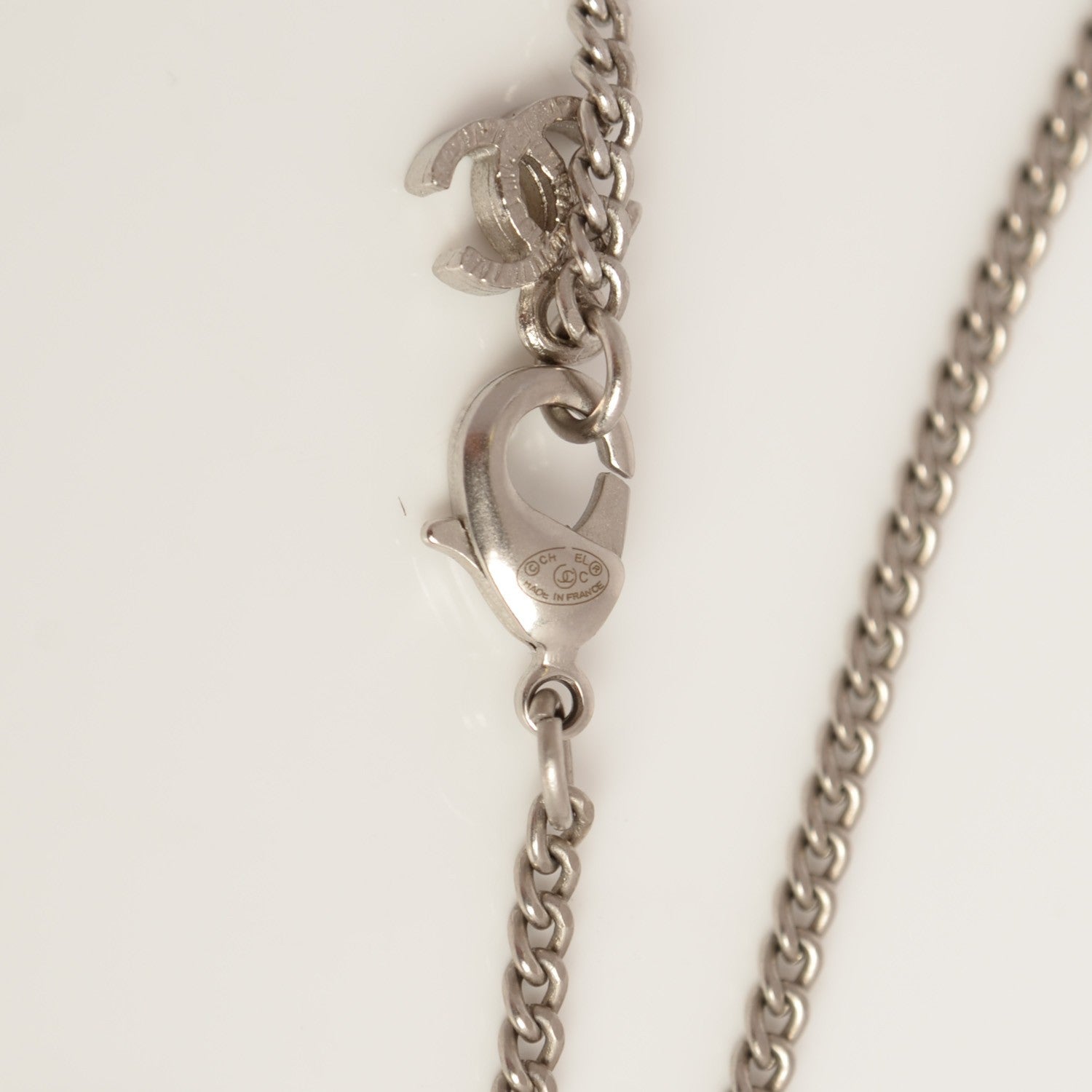 Chanel Crystal Baguette CC Necklace Silver 5 of 6