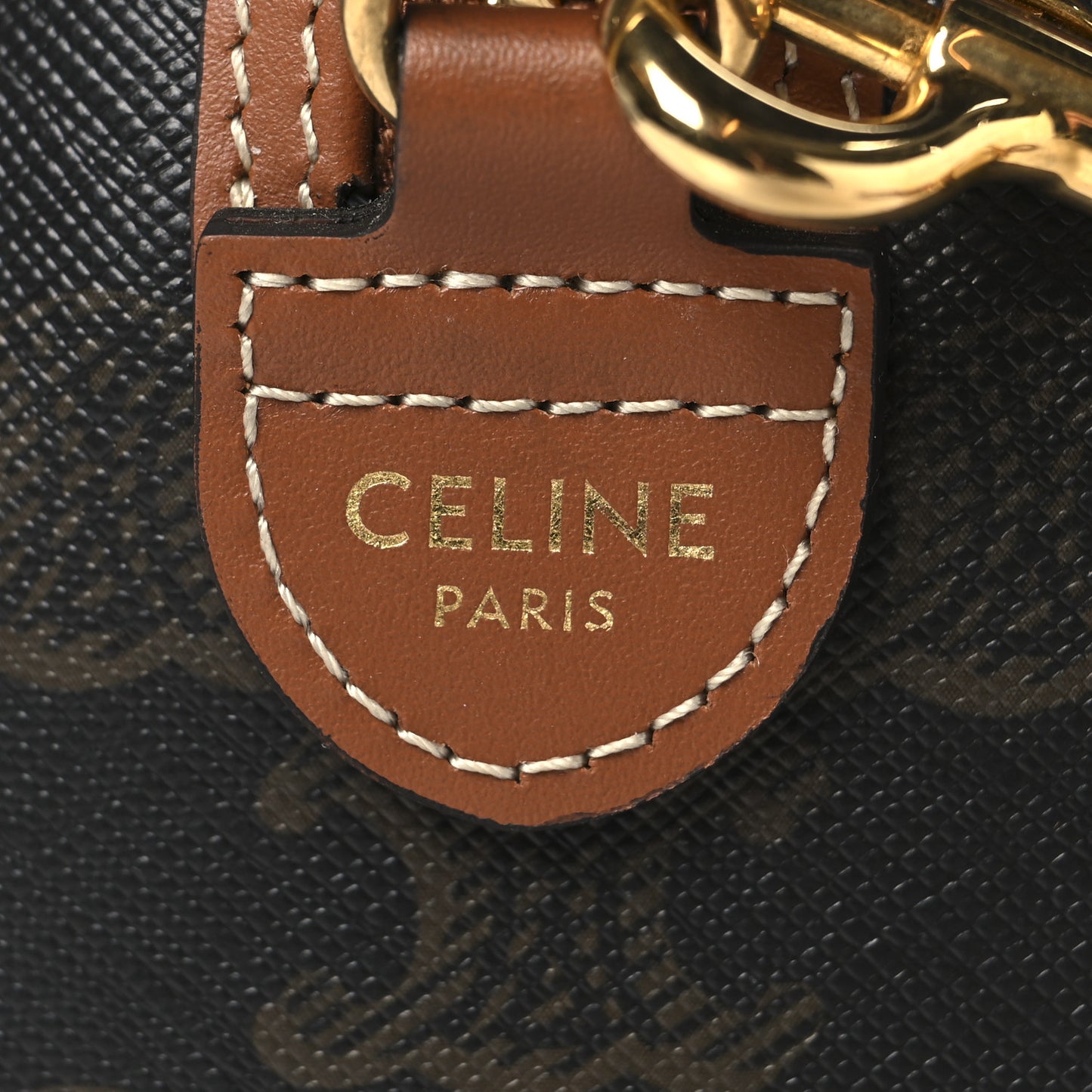 Triomphe Canvas Calfskin Small Boston Bag Tan