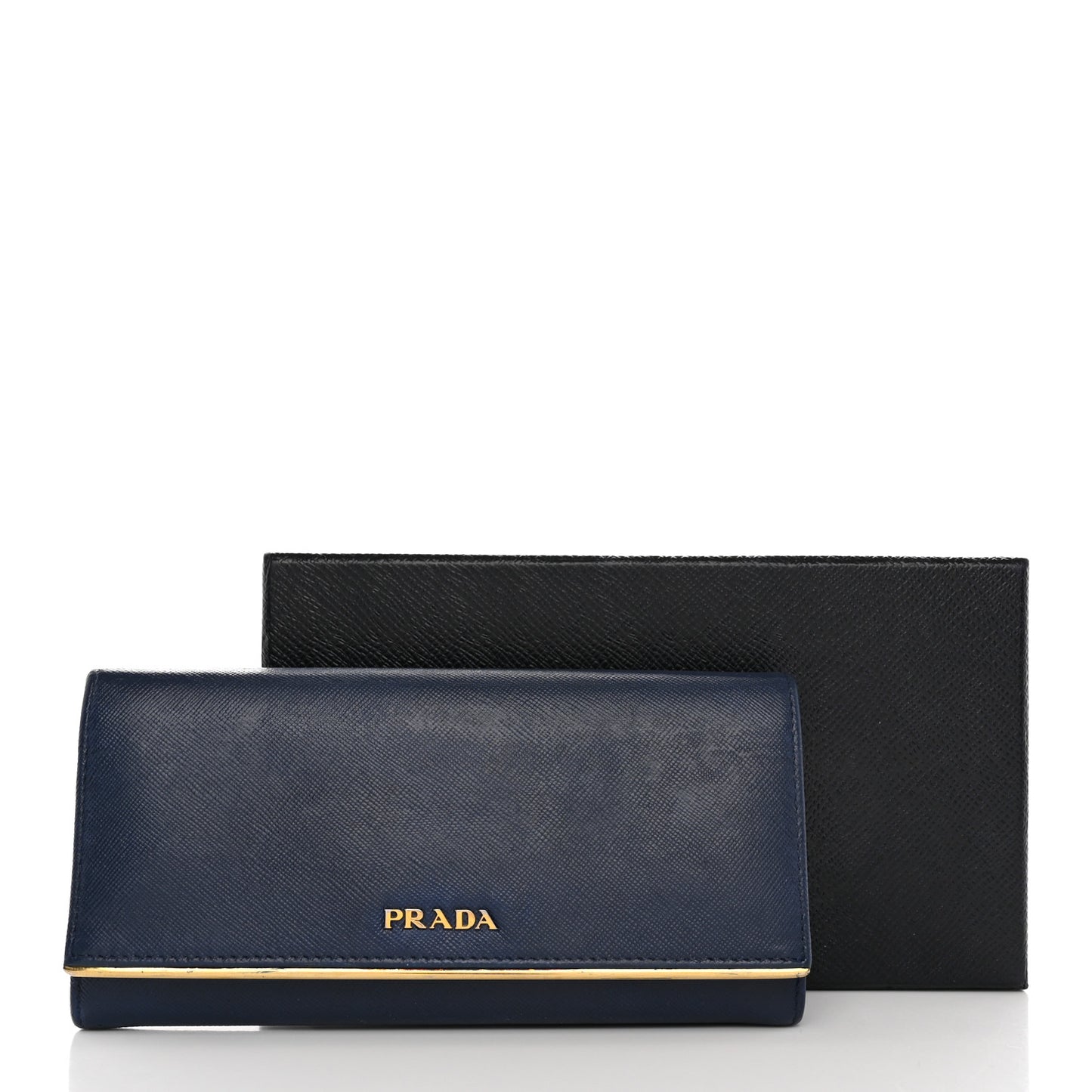 Saffiano Metal Bar Continental Flap Wallet Bluette