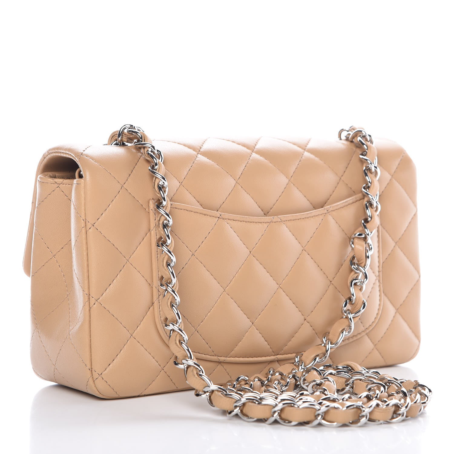 Chanel Lambskin Quilted Mini Rectangular Flap Beige 3 of 10