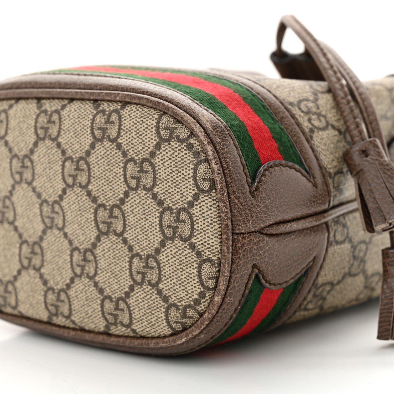 Gucci GG Supreme Monogram Web Mini Ophidia Bucket Bag Brown 10 of 11