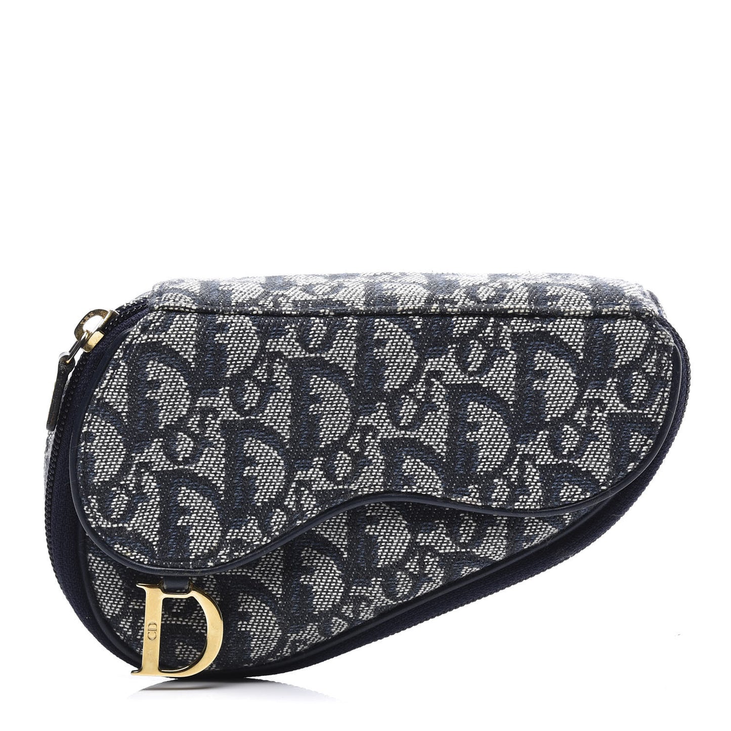 Monogram Mini Saddle Zip Pouch Navy Blue