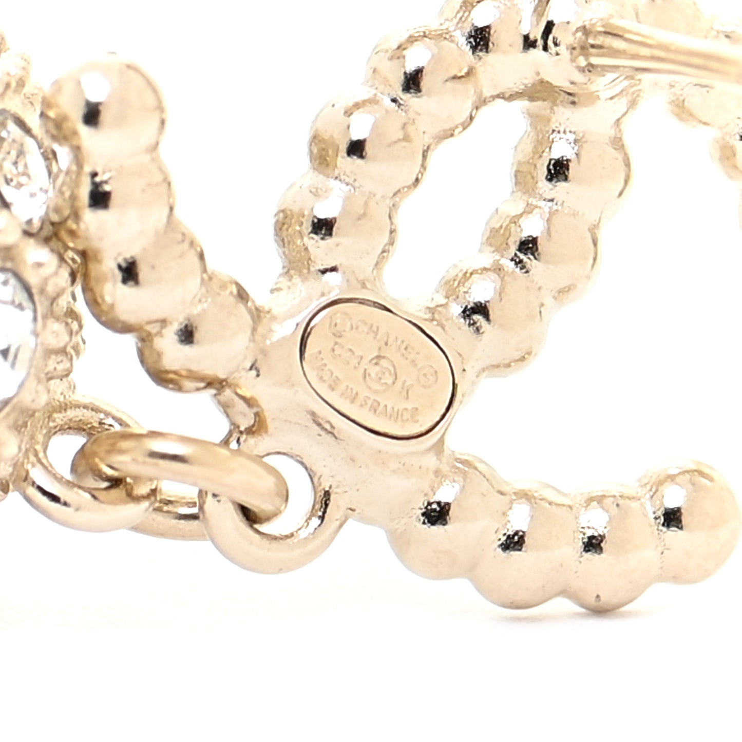 Crystal Pearl CC Drop Earrings Gold Pearly White