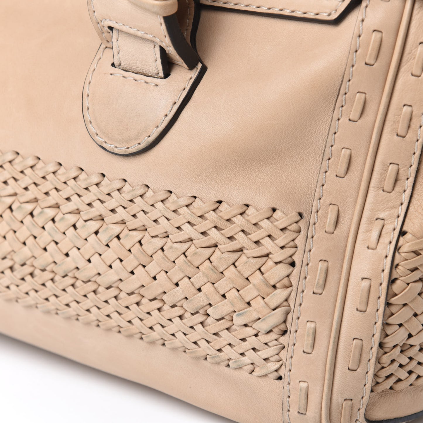 Calfskin Handmade Medium Top Handle Bag Taupe