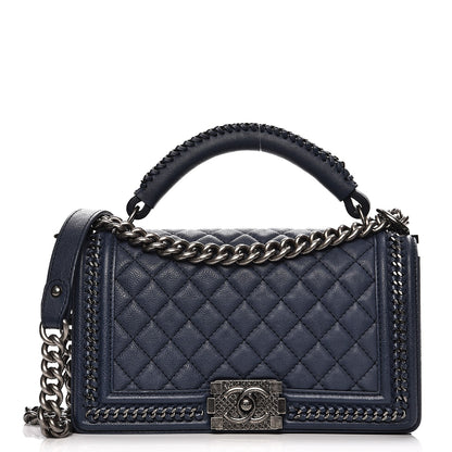 Chanel Calfskin Quilted Medium Top Handle Boy Flap Blue 1 of 7