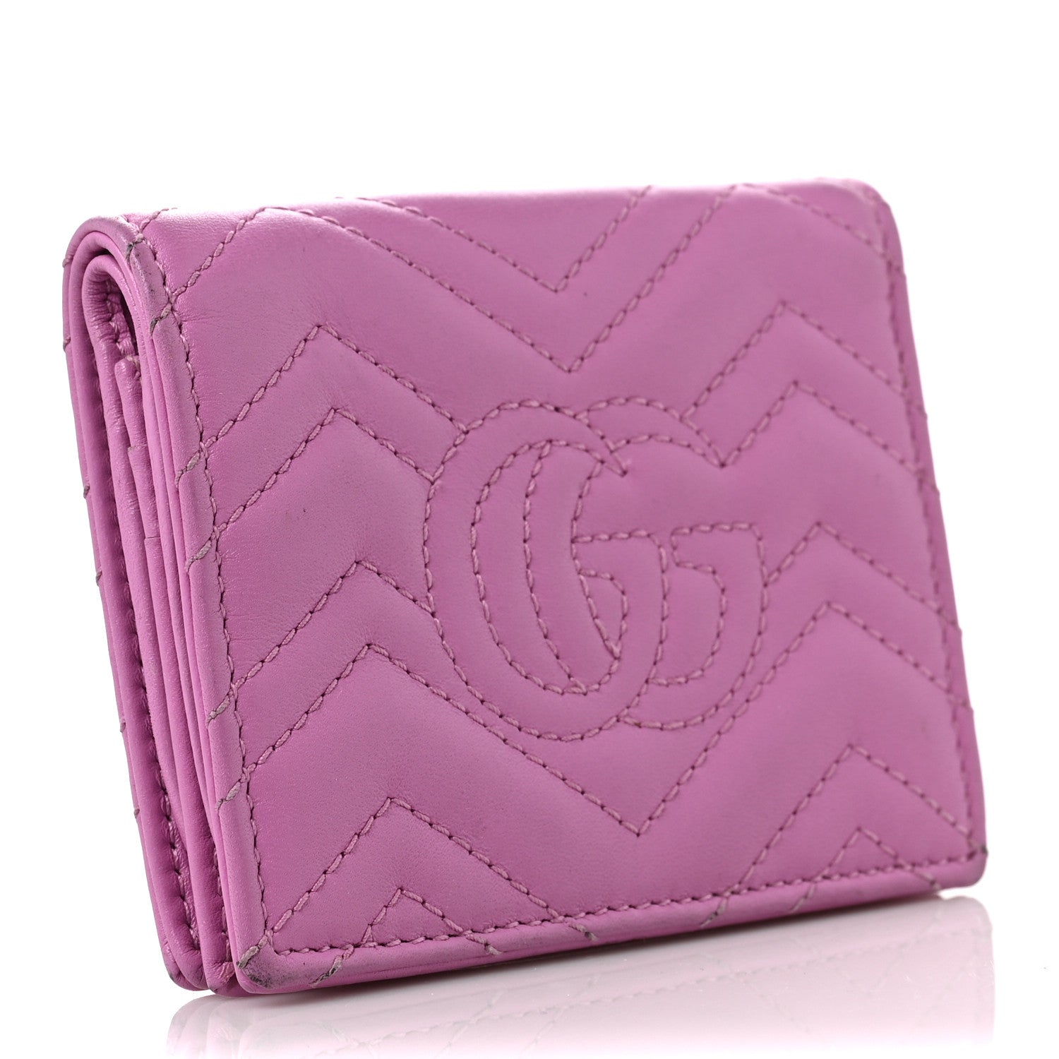 Gucci Calfskin Matelasse GG Marmont Card Case Candy Mousse 3 of 8