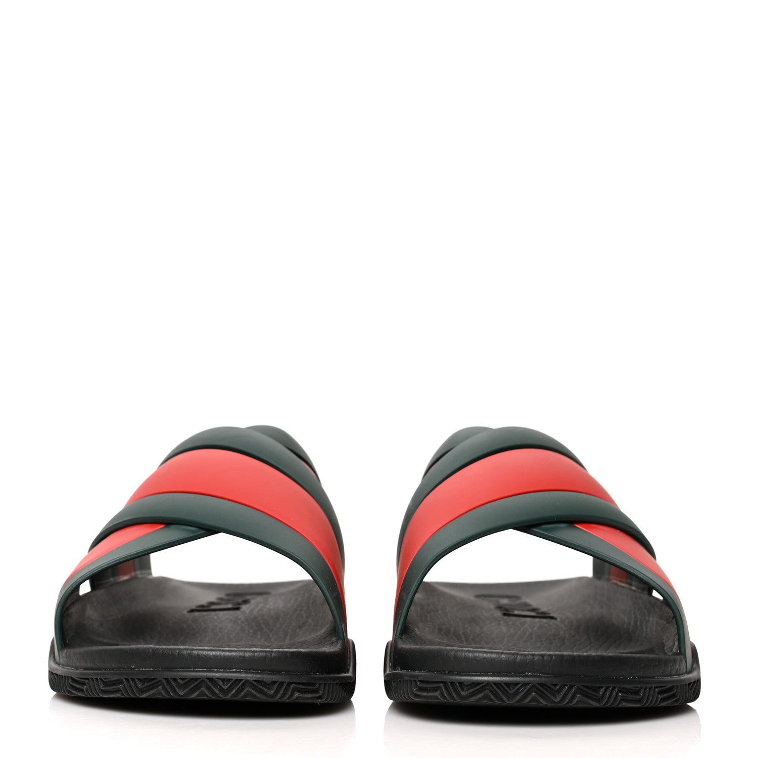 Gucci Rubber Web Mens Criss Cross Slide Sandals 10 Green Red 2 of 10