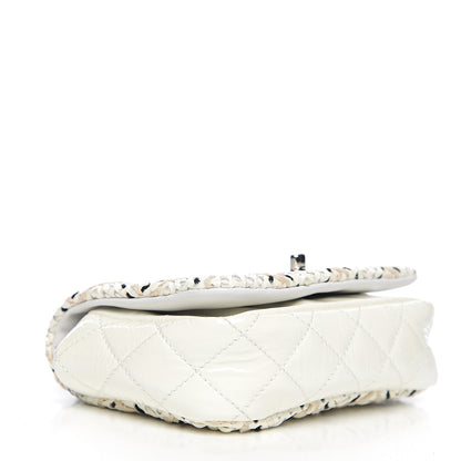 Chanel Patent Perforated Woven Mini Flap White Black 3 of 9