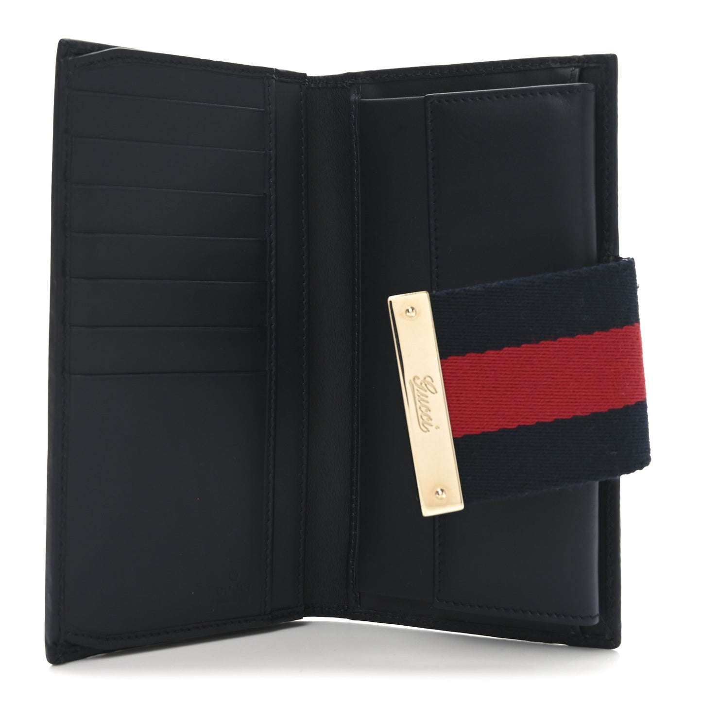Monogram Calfskin Ladies Web Continental Wallet Beige Blue