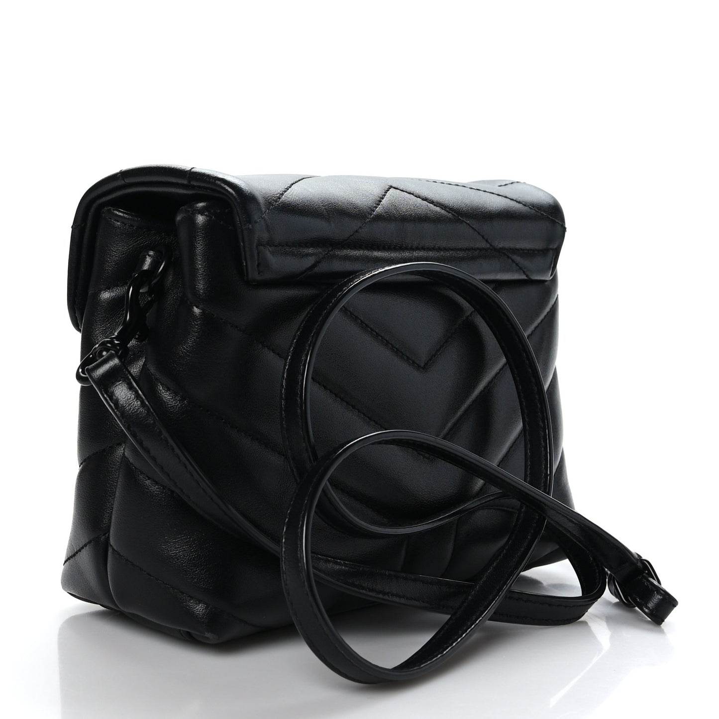 Calfskin Y Quilted Monogram Toy Loulou Crossbody Bag Black