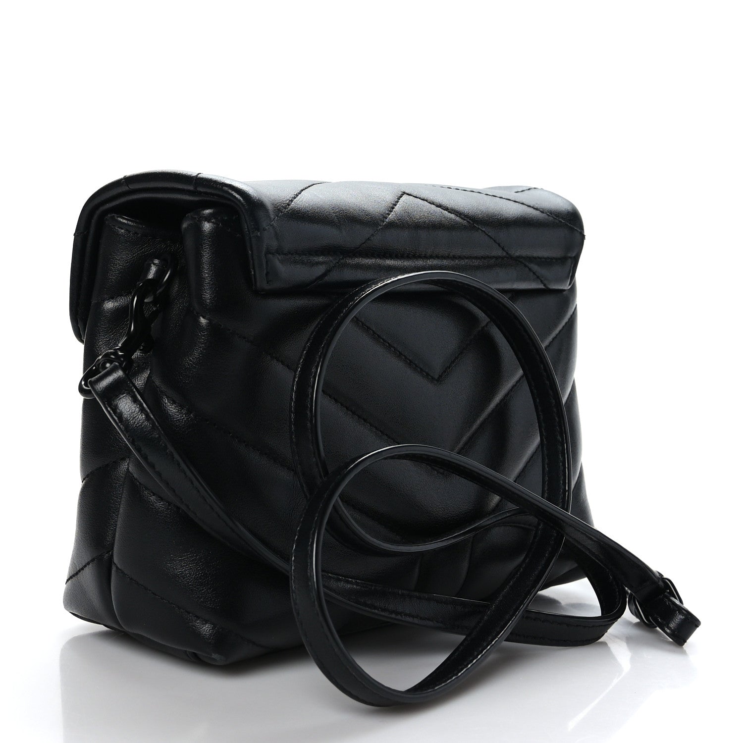Saint Laurent Calfskin Y Quilted Monogram Toy Loulou Crossbody Bag Black 3 of 9