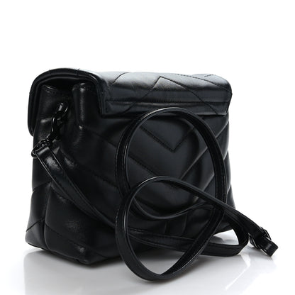 Saint Laurent Calfskin Y Quilted Monogram Toy Loulou Crossbody Bag Black 3 of 9