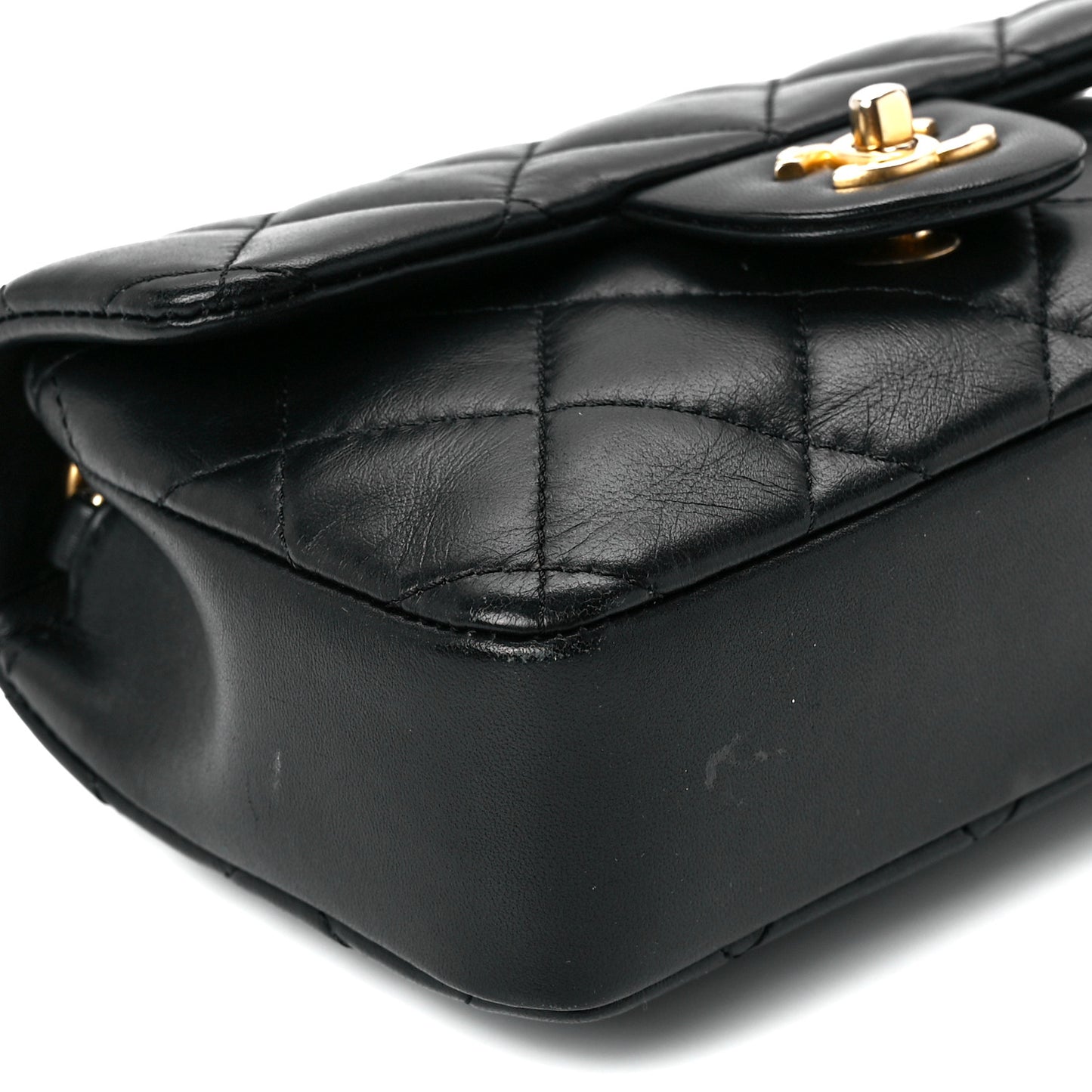 Lambskin Quilted Mini Heart Charms Flap Black