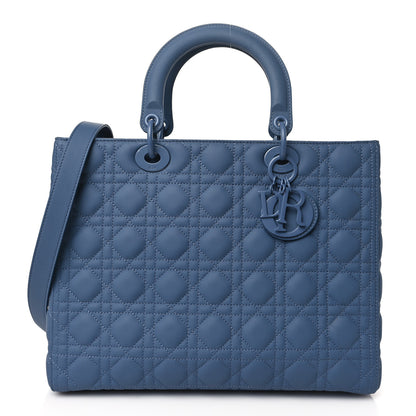 Christian Dior Ultra Matte Calfskin Cannage Large Lady Dior Denim Blue 1 of 10
