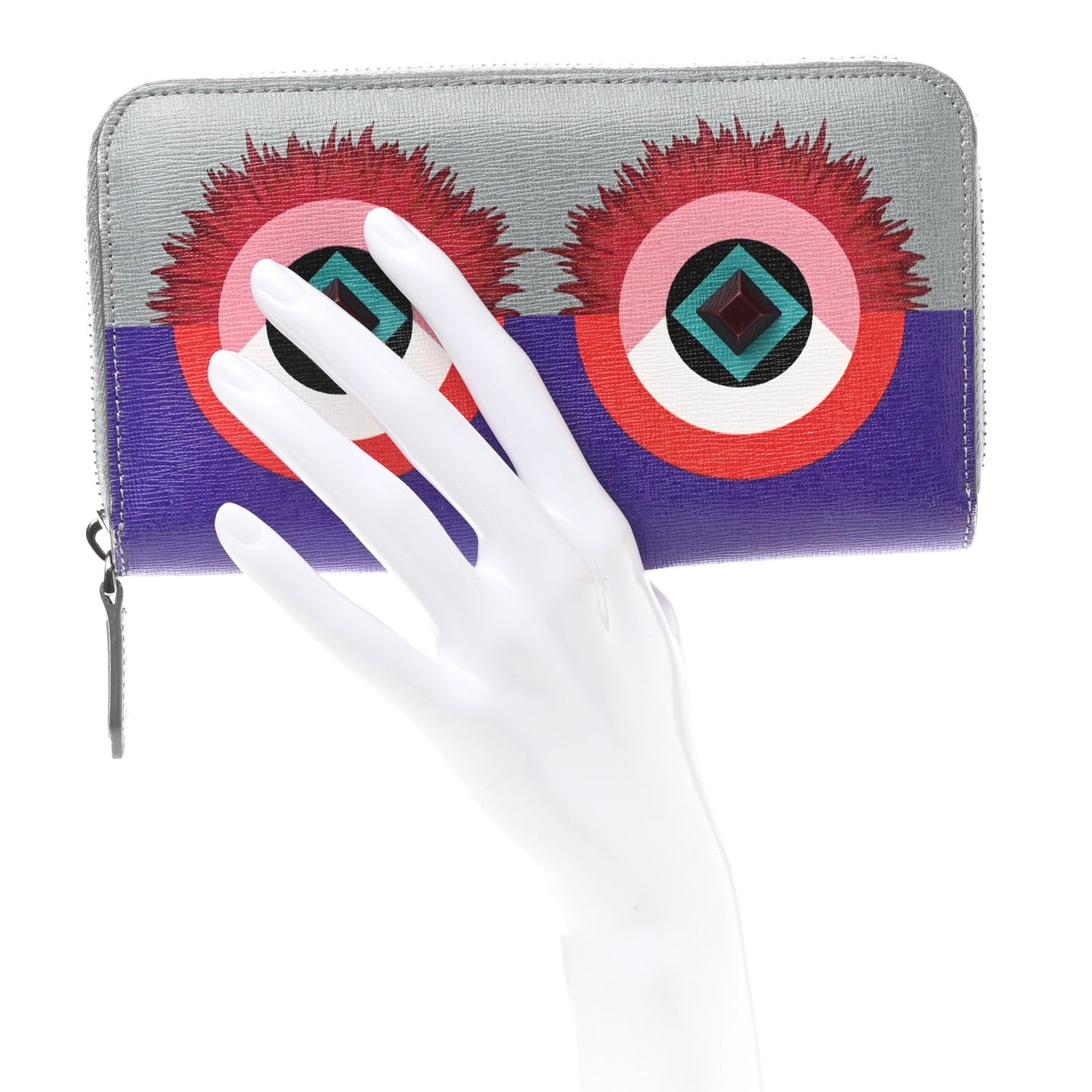 Vitello Elite Studded Hypnoteyes Zip Around Wallet Polvere Multicolor