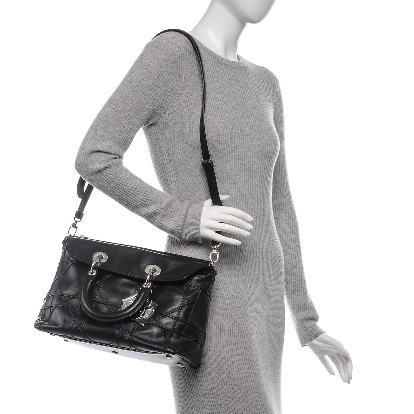 Lambskin Cannage Medium Granville Tote Black