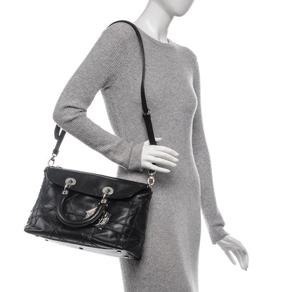 Christian Dior Lambskin Cannage Medium Granville Tote Black 2 of 8