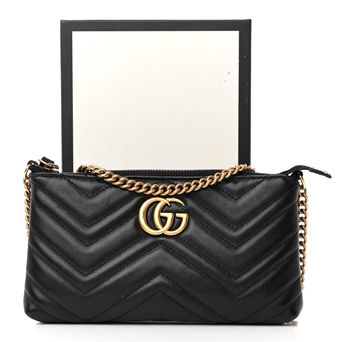 Calfskin Matelasse Mini GG Marmont Chain Bag Black